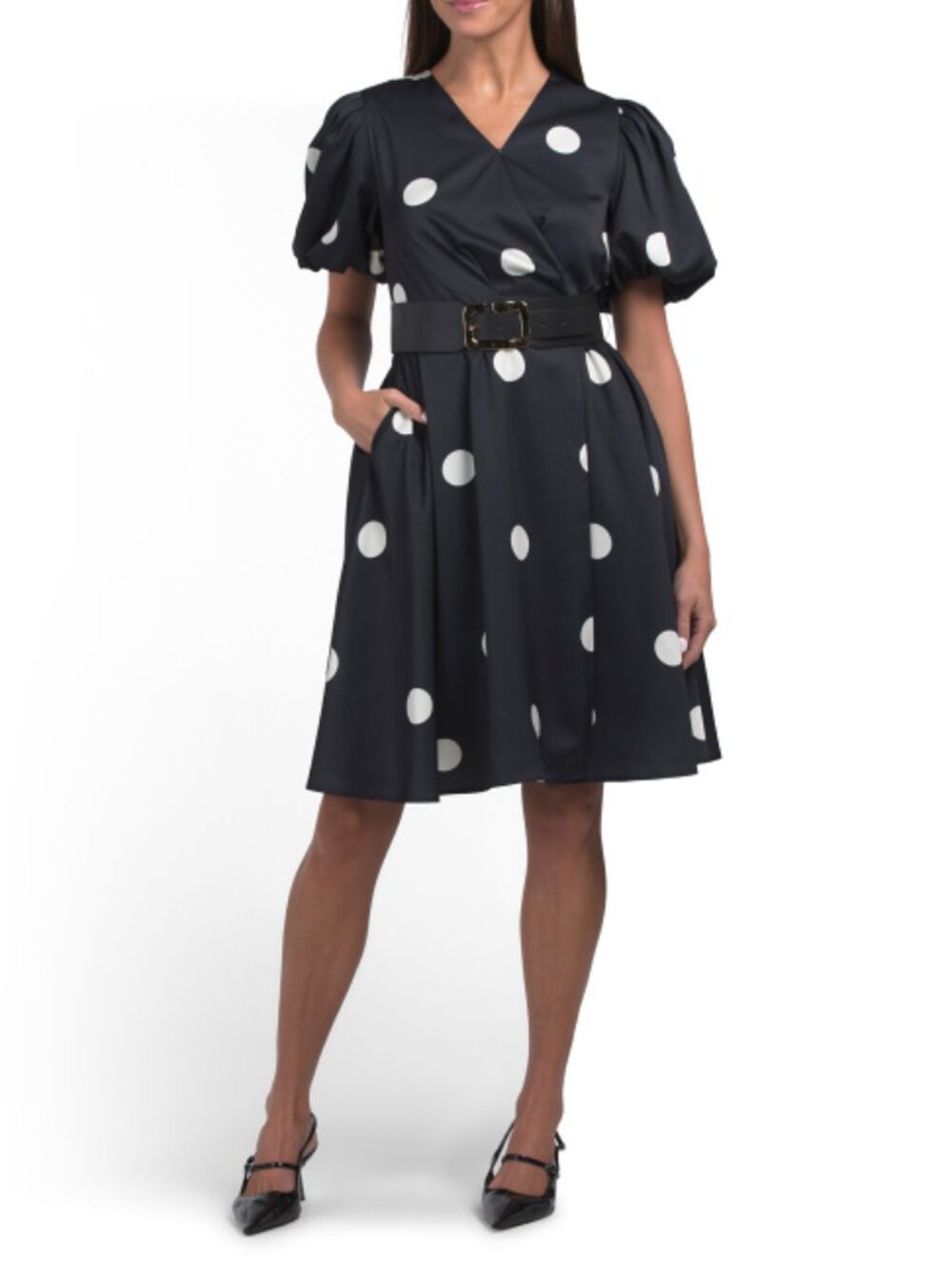 WDNY Polka Dot Belted Mini Dress